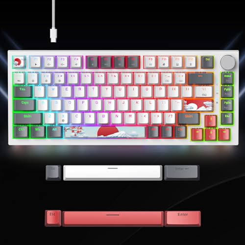 Guffercty kred 75% Percent Mechanical Keyboard with Knob, Gasket Mouted Wired TKL Gaming Keyboard 75 Percent Hot Swappable Programmable for Windows Laptop PC Gamer（82 Grey） - color: GASKET 82 Grey