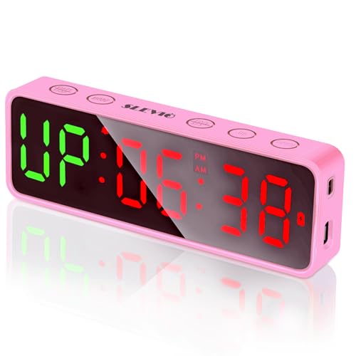 Small Gym Timer Clock Stopwatch Magnetic Workout Interval Timer, Large LED Digital Display, Home Accessories Countdown Clock for Home Gym Garage Schools (Matte Pink) - color: Matte Pink