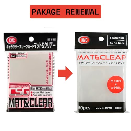 KMC FULL SIZE Character Guard HYPER MATTE CLEAR 1 Pk (60) Sleeves Mat Finish Sleeves for use with MTG Magic the Gathering, Pokemon and More!