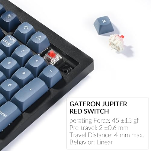 Keychron V6 Max Wireless Custom Mechanical Keyboard, 2.4 GHz Bluetooth QMK Full-Size Layout RGB with Hot-swappable Gateron Red Switch Compatible with Mac Windows Linux - color: Hot-swap Gateron Jupiter Red Switch