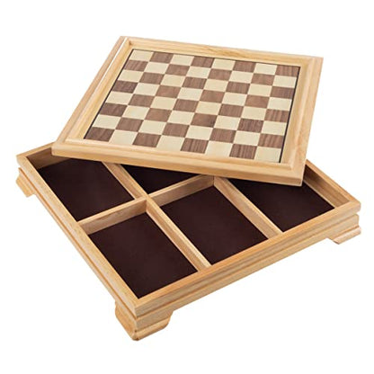 Board Game Set - Deluxe 7-in-1 Classic Board Games - Wood Gaming Center with Storage - Chess, Backgammon, Dominos, Checkers, Dice Set, Cribbage Board, and Playing Cards by Trademark Games - style: 7-in-1 Deluxe