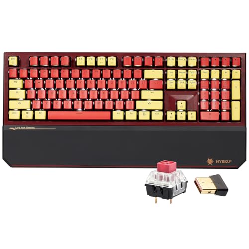 Hexgears X5 Wireless Mechanical Keyboard, Dual-Mode 2.4G/USB-C Ergonomic Full Size 108 Keys Keyboard, Kailh Box 3.0 Linear Switch, N-Key Rollover, Backlit Gaming Keyboards with Wrist Rest (Hero) - color: Hero-X5, size: Linear