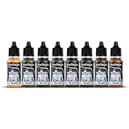 Vallejo - Waffen-SS Camouflage Acrylic Paint Set | Model Color | Figure Color Series Miniature Model Kit to Achieve Historical Accuracy with Artist-Grade Pigments | 8 Bottles x 18 ml. (0.60 fl.oz) - style: Waffen-SS Camouflage
