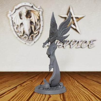 AUSPDICE Fantasy Unpainted DND Miniatures, 32mm Forest Fairy Figure-AS386 | Flying Fey Figurine for Dungeons and Dragons, TTRPG, Tabletop Gaming, Dungeon Masters, Role Playing and RPG Accessories