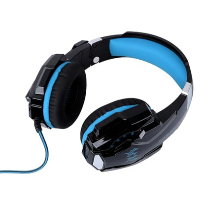 Wired Gaming Headset with Microphone for Computer Black and Blue Over-Ear Gaming Headphones with Adapter Cable for PC and Console 3.5mm Jack and Streaming