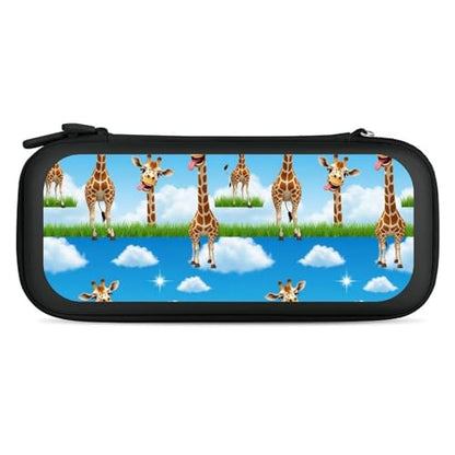 PPIKTC Portable Travel Carrying Bag for Switch, Giraffe Selfie Hard Shell Protective Case, Shockproof Game Organizer with 15 Game Cartridges - color: Design (210)