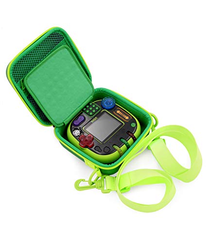 CASEMATIX Green Travel Case Compatible with Leapfrog Rockit Twist Handheld Game System - Includes Adjustable Shoulder Strap, Accessory Storage and Rubber Keychain - CASE ONLY