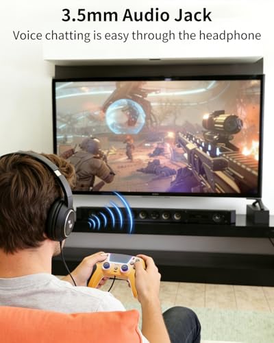 CAWOOSOO Yellow Wireless Controller Compatible for PS5/Pro/Slim/PC, Gradient Color RGB mode & haptic feedback & 1500 mAH battery & 3.5mm Audio Jack & Speaker