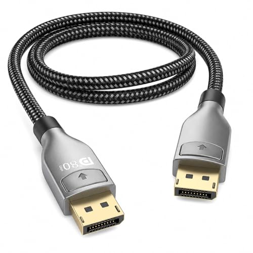 80Gbps DisplayPort 2.1 Cable 3.3FT, DP 2.1 Cable [Supports 16K@60Hz, 8K@120Hz, 4K@240Hz/165Hz/144Hz], Compatible with FreeSync/G-Sync Gaming Monitors, Suitable for RTX 5090/7900 XTX