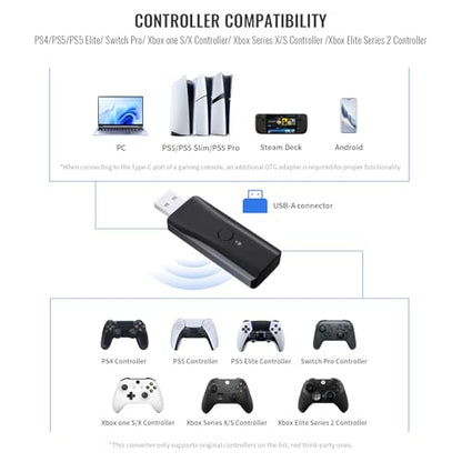JDDWIN LED Wireless Gaming Controller for PS5 PS5 Bluetooth Wireless Controller Adapter
