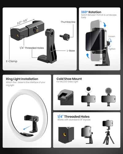 UBeesize 12" Desk Ring Light with Stand & Phone Holder - Adjustable Studio Light for Photography，Zoom Meetings, YouTube, TikTok, Live Streaming