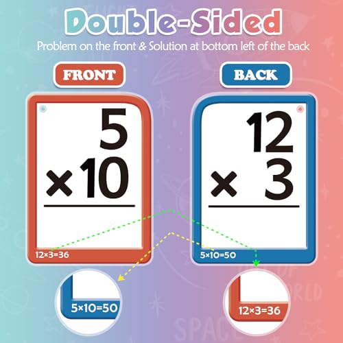 Torlam Math Flash Cards + Math Board, Multiplication Flash Card Times Table Chart, Math Manipulatives Division, Addition, Subtraction Games Toys for Kids, 1st, 2nd, 3rd, 4th, 5th, 6th Grade - style: 332 Flash Cards + Math Board