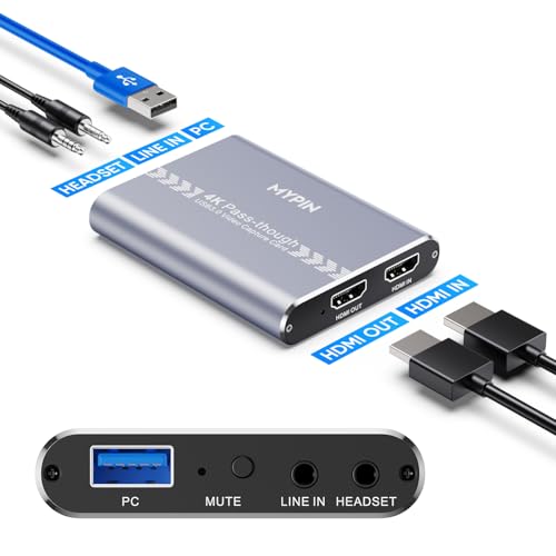 4K 60fps Audio Video HDMI Game Capture, Live Gamer | Portable Pass-Through 4K Full HD 1080P 60fps USB3.0 Capture Card Ultra Low Latency Record Stream for XBOX, PlayStation