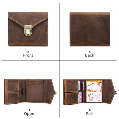 CONTACTS Full Grain Leather Playing Card Case for 2 Decks | Handmade, Playing Card Holder, A6 Notepad Pocket, Poker Card Travel Case for Adults - size: Standard