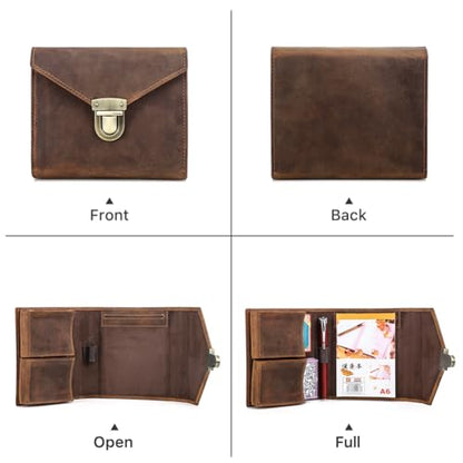 CONTACTS Full Grain Leather Playing Card Case for 2 Decks | Handmade, Playing Card Holder, A6 Notepad Pocket, Poker Card Travel Case for Adults - size: Standard