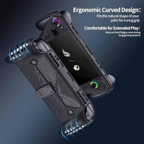 Protective Case with Kickstand for ASUS ROG Xbox Ally X 2025 - Shockproof TPU Cover with Stand, Non - Slip & Anti- Collision Handheld Game Console Accessories (Black) - color: Black