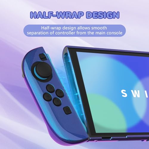 PlayVital Glossy Protective Case for Nintendo Switch 2 with Extra Stand & Thumb Grip Caps | Solid Color Series, Chameleon Purple Blue - color: Chameleon Purple Blue