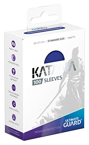 Ultimate Guard Katana Card Sleeves: 100 Standard Size TCG Sleeves, 66 x 91mm, Blue Back, Tournament Quality, No PVC & Acid-Free, High Clarity - color: Blue, size: Standard Size (66 x 91mm)