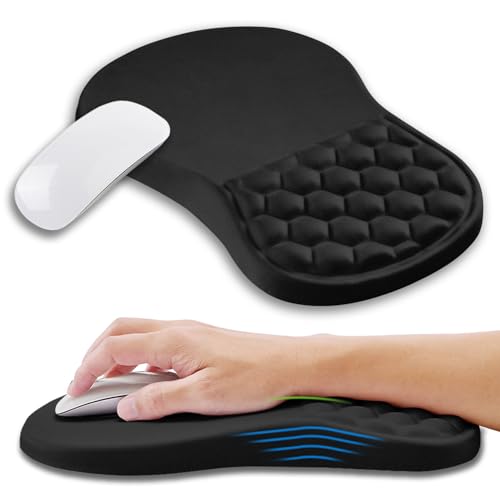 Ergonomic Mouse Pad Wrist Support with Memory Foam Massage Bulge, Carpal Tunnel Pain Relief Mousepad Wrist Rest for Mouse(12x8 inch, Black) - color: Kg002-black