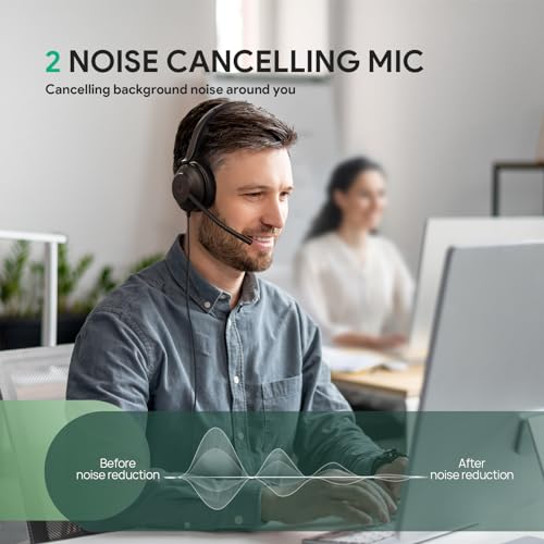 Yealink UH35 USB Headset for PC, Wired Headphones with Noise Cancelling Microphone, Certified Teams, All-Day Comfort Design, Stereo Headset for Home Office Online Meeting, Easy Mute, Busylight