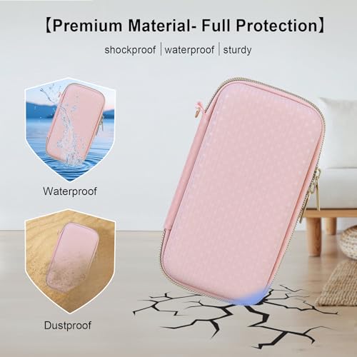 Elonbo Carrying Case for TEBIYOU/ WELLST·G/ TaddToy/ Beijue/ FAMILY POCKET/ CCTU/ X-JOYKIDS/ GREENCREEK/ Beico/ KAVOYI/ GuaiyeyeAP Handheld Game Console, Portable Electronic Gaming Player Bag, Pink - color: Pink