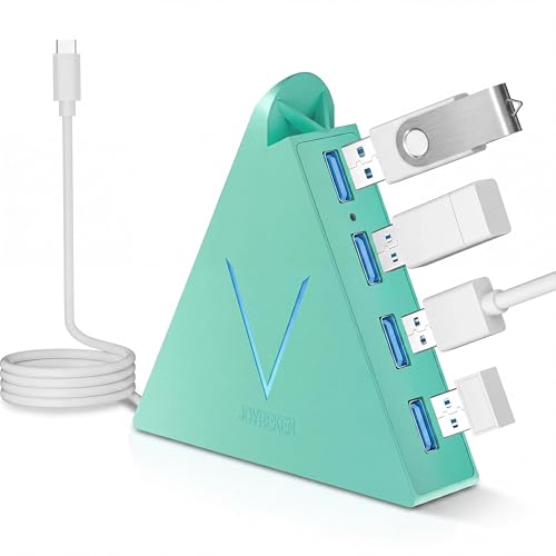 USB C Hub, USB C to 4-Port USB 3.0 Type-C Splitter Adapter for MacBook Pro/Air, iMac, Mac mini, Laptop, Surface Pro, XPS, Flash Drive, Keyboard, Mouse, External HDD (2ft, Green) - color: Green-C