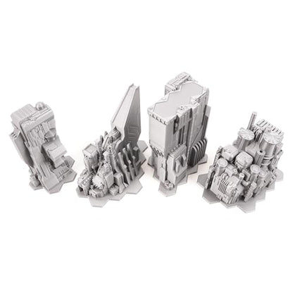 Tabletop Terrain 6mm Sci-Fi Cityscape Bundle 4 with Hexes for Miniatures Games Such as Epic Battletech Adeptus Titanicus (Bundle 4 with Hexes) - size: Bundle 4 with Hexes