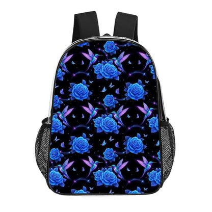 Stadium Approved Heavy Duty Clear Bookbag Adjustable Shoulder Straps | Water Resistant, Hummingbird Purple Rose, Stadium Approved, Transparent Beach Bag, with Mesh Side Storage Pockets - color: Pattern (323)