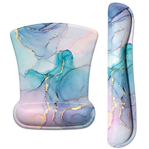 ITNRSIIET Mouse Pad Wrist Support Keyboard Wrist Rest Pad Ergonomic Mousepad Non-Slip Memory Foam Keyboard Pad Easy Typing Pain Relief Perfect for PC Laptop Gaming Office, Color Textured Marble - color: Color Textured Marble