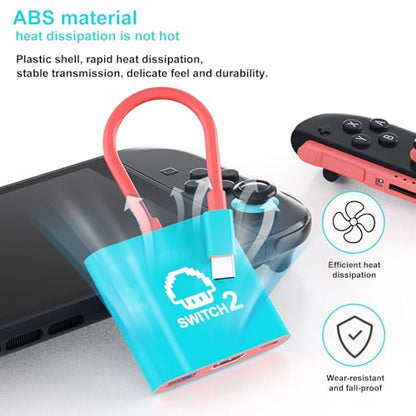 Switch 2 Dock, Portable TV Station for Steam Deck/ROG Ally/Legion GO, 3-in-1 Switch 2 Travel with HDMI 4K@144Hz or 4K@60Hz, USB 3.0 and 100W Charge PD Port