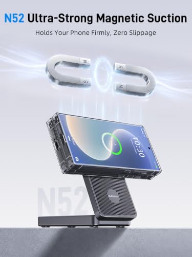 3 in 1 Wireless Charging Station for Samsung, Foldable Wireless Charger | ELECDOV Magnetic Wireless Charger for Galaxy S26/S25/Z Fold 7/Flip 7, Travel Watch Charger Stand for Galaxy Watch 8/Buds 4