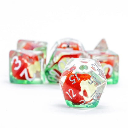 Sage's Portal Familiars and Reagents Resin DND Dice Set Polyhedral Dice Set for Dungeons and Dragons RPG Tabletop TTRPG (Magic Apples) - color: Magic Apples