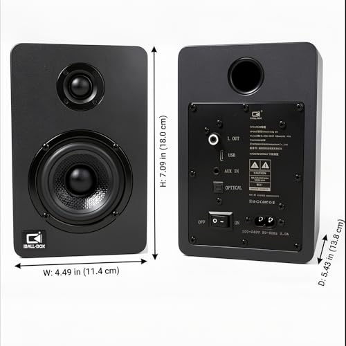H1 Computer Speakers for Desktop PC, Monitor & Laptop, 60W Powered 2.0 Stereo with Bluetooth, 24-Bit USB-C DAC, Optical, 3.5mm AUX, Bass/Treble Control, Black - color: Black