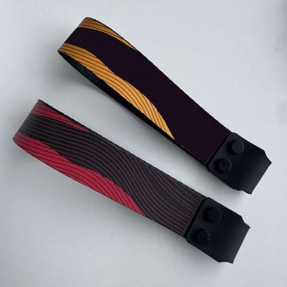 Mechanical Keyboard Ribbon Carrying Strap Heavy-Duty Polyester Wrist Wrap Lanyard for 60 Percent Compact Gaming Keyboards 1-Pair - color: Black red lines