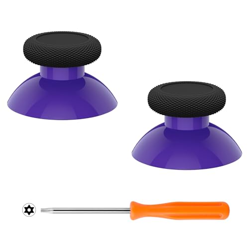 eXtremeRate Replacement Thumbsticks for Xbox Core Wireless Controller, Joysticks Repair Kit for Xbox Series X/S Controller, Custom Analog Stick Buttons for Xbox One S/X/Elite - Purple & Black - color: Black & Purple