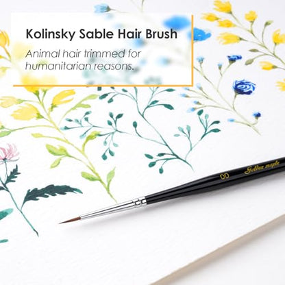 Kolinsky Sable Miniature Paint Brushes - Professional Artist Brush Size 00, Small Fine Detail Paint Brush Set for Mini Paints, Paint by Number, Figurine - size: 00