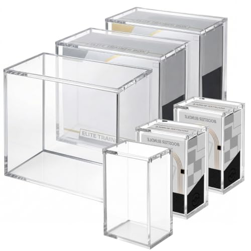 3 Pack ETB Protector Acrylic Case & 3 Pack Booster Bundle Case, Elite Trainer Box Protector Waterproof Scratch-Resistant Stackable with 8mm Thick Acrylic, Magnetic Lid, UV Protection - color: Etb+BUNDLE-Clear, size: 6 Pack