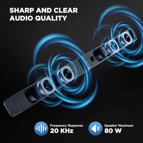 MZEIBO Sound Bar, TV Soundbar 80W with Bluetooth 5.3 Stereo Immersive Sound Detachable 2-in-1 Design for Home Theater Smart TV PC & Music Experience