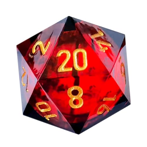 BESCON Dragon's Eye Sharp Edged Polyhedral Dice Set of 7, Handmade Dragon's Eye Dice for Role Playing Game - color: Red Eye Set