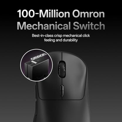 Rapoo VT3 Gen-2 Wireless Gaming Mouse, True 8K Wireless Polling Rate, 53g Lightweight, Up to 750 Hr Battery, Nordic nRF54L15 MCU, 100-Million Mechanical Switch, 10 Programmable Buttons, Macro Enabled - color: Black