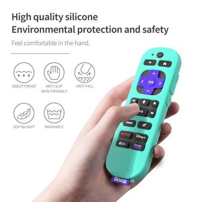 Silicone Cover for Roku Voice Remote Pro 2nd Ed. Roku Remote Control RCB1R Protective Silicone Case Sleeve Shockproof Skin for Roku Remote with Lanyard (Mint) - color: mint