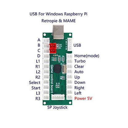 SJ@JX Arcade Game 2 Player Controller DIY Kit Microswitch Button 4&8 Way Joystick Zero Delay USB Encoder Fighting Stick Handles Console for PC MAME Raspberry Pi Retropie