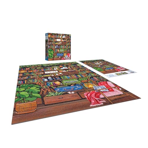 RoseArt Hobby Haven Bookshelf 1000 Piece Jigsaw Puzzle | 19.25" x 26.625" Finished Size, Fully Interlocking Pieces, Bonus Poster Included, Made in USA - style: Bookshelf