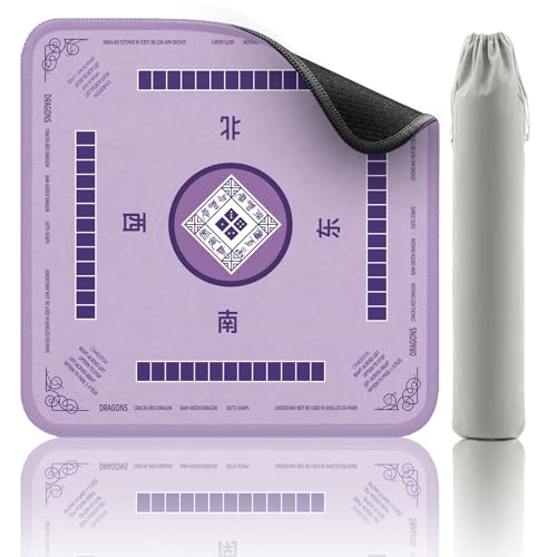 2F22E Mahjong Mat, Noise Reduction Non-Slip Mahjong Mat for Table, 32.4 * 32.4 Inch Mahjong Table Mat for Poker, Board Games Table Mat, Card Games, Tile Games, Dominoes(Purple) - color: Purple