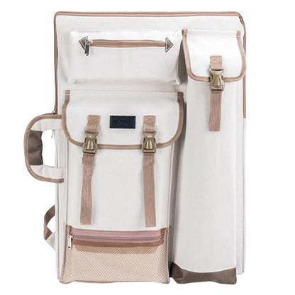 TRANSON Art Portfolio Case Artist Backpack Canvas Bag Large 26” x 19.5” - color: White