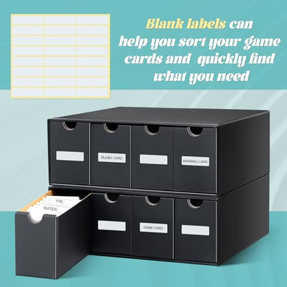 Cholemy Trading Card Storage Box Card Organizer 15000+ with 70 Cardboard Storage Divider, Label Sticker for Collection Compatible with Tcg, Sport Cards(2 Row, 4 in A Row,Black) - size: 2 Row, 4 in a Row