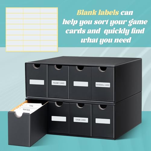 Cholemy Trading Card Storage Box Card Organizer 15000+ with 70 Cardboard Storage Divider, Label Sticker for Collection Compatible with Tcg, Sport Cards(2 Row, 4 in A Row,Black) - size: 2 Row, 4 in a Row