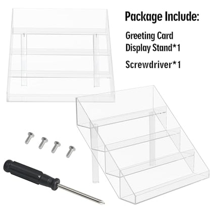 PecMuikee Greeting Card Display, 4 Tiers Clear Acrylic Sticker Display Stand for Vendors Retail, Display Photo Stand for Counter Tabletop Display Supplies, 2 Sets - color: 2 Sets