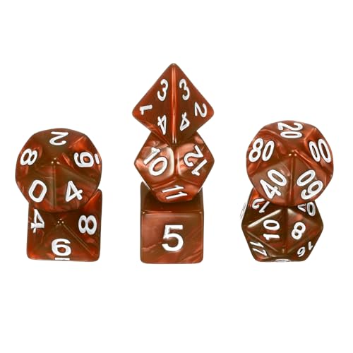uxcell Polyhedral Dice Set, 7 Pcs Acrylic Dice for Role Playing Table Games Tabletop Gaming Accessories, Pearl Pattern Brown - color: Pearl Pattern Brown