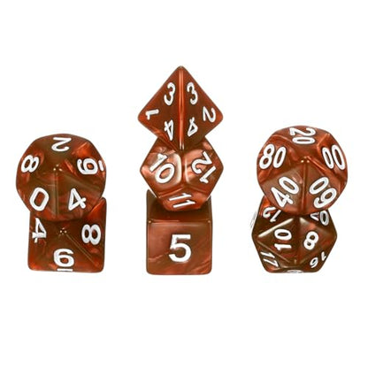 uxcell Polyhedral Dice Set, 7 Pcs Acrylic Dice for Role Playing Table Games Tabletop Gaming Accessories, Pearl Pattern Brown - color: Pearl Pattern Brown